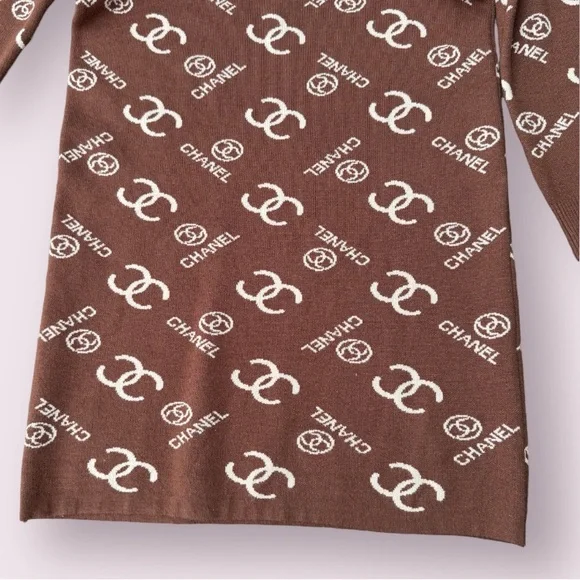 CHANEL CC Logo Monogram Sweater Dress